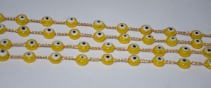 Cadena de Rosario con Cuentas Amarillas de 4mm de la Mejor Calidad, Chapada en Oro, Hecha a Mano, para la Fabricación de Joyería - Product Image 2