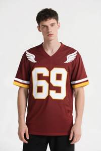 เสื้อฟุตบอลอเมริกันขายส่ง ผ้าโพลีเอสเตอร์ 100% ระบายอากาศได้ดี ชุดทีมสั่งทำได้ ยูนิเซ็กซ์ ไซส์ใหญ่ เสื้อกีฬาเปล่า แห้งเร็ว - Product Image 4