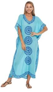 Robe longue en dentelle tissée pour femme, style bohème, broderie main, fente latérale, col en V, idéale pour la piscine et la plage, Kaftan – Meilleure vente - Product Image 6