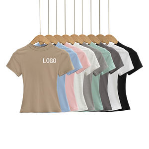 เสื้อยืดคอกลมแขนสั้นสำหรับเด็กผู้หญิง, เสื้อยืดธรรมดาคอกลมสำหรับใส่ในฤดูร้อน - Product Image 1