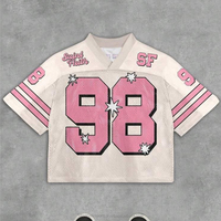 Camiseta de Fútbol de Malla Personalizada Estilo Urbano, Corte Holgado, Oversize, Corta, para Hombre y Mujer, Transpirable, 100% Poliéster, Ropa Deportiva Vintage