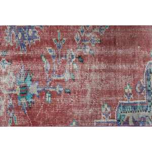 Alfombra de lana roja vintage de 9x12, alfombra turca de área grande con patrón de retazos para entrada, respaldo de látex de 10mm de espesor para adolescentes - Product Image 5