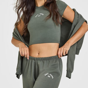 Top qualité kaki foncé femmes léger jambe droite graphique Joggers éponge polaire femmes pantalons de survêtement femmes pantalons et pantalons - Product Image 6