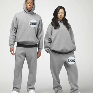 Couple vêtements correspondant tenues pour adulte solide à manches longues cordon de serrage sweats à capuche taille haute décontracté éponge pantalons de survêtement survêtement - Product Image 1