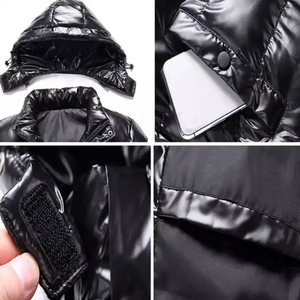 Chaqueta Acolchada Brillante con Capucha y Logotipo Frontal Personalizado para Hombre, Chaqueta de Invierno Acolchada de Alta Calidad, Abrigo Grueso y Cálido - Product Image 5