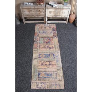 Alfombra Turca de 2.3x7.2 pies, Alfombra Pequeña Vintage, Alfombra de Lana con Diseño de Arcoíris - Product Image 1