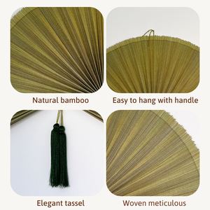 Kingcraftviet tejido grande verde bambú ventilador cabecero colgante ratán ventilador pared arte decoración para decoración hogar Vietnam recuerdo regalo - Product Image 2