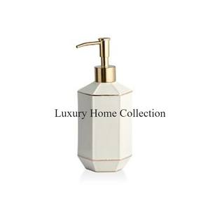 Metallic Fancy Liquid Soap and <b>Sink</b> Dispenser Gold Color Lining Design Round Shape Bottle <b>Storage</b> for Soap Bathroom Accessories - Product Image 5