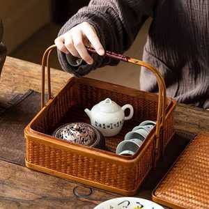 Cesta de picnic ecológica de ratán natural, redonda, de mimbre, para camping, nuevo diseño, fabricada por VgreenArt de Vietnam. - Product Image 3