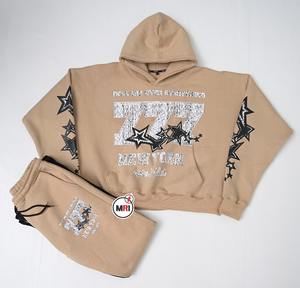 Fabricantes de ropa Streetwear Heavyweight Oversized Screen Print Sudadera con capucha y pantalón personalizado Jogger Set para Unisex - Product Image 1