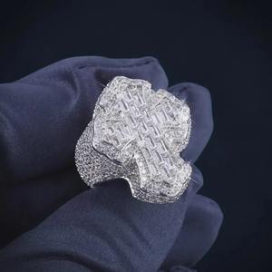 Men's Luxury Moissanite Fleur Cross <b>Iced</b> Out Sterling Silver Eternity Band Pave Setting Gothic Party <b>Ring</b> - Product Image 2