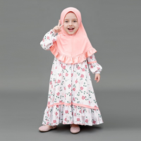 Robe à manches longues à col rond printemps-automne européenne et américaine + foulard Ensemble de robe musulmane deux pièces