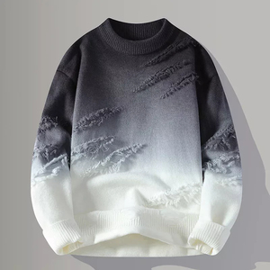 Pull en molleton tricoté à col rond, coupe classique, uni, hiver, décontracté, unisexe, blanc, polyester/coton - Product Image 3