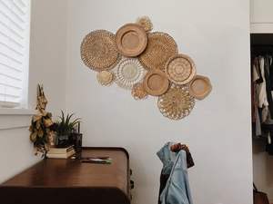 Sophisticated Handmade <b>Wooden</b> Textile Art Modern Art Deco Design Minimal Embroidery <b>Light</b> <b>Wall</b> Hanging for Diwali Birthday - Product Image 6