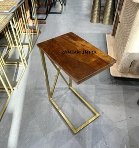 Table basse en bois de manguier avec pieds en acier noir Table centrale de style industriel pour la décoration de meubles de salon - Product Image 4