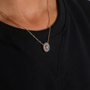 จี้เพชรตัดกลมทำจากทองคำ10KT มินิมอลหรูหราจี้แฟชั่นทรงเสน่ห์สไตล์คลาสสิกอินเทรนด์ใหม่ - Product Image 3