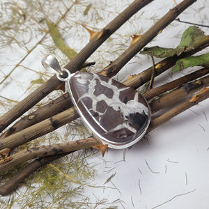 Fancy Heart Shape Spider Septarian Gemstone Colgante de plata esterlina 925 - Product Image 3