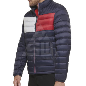 2025 Plus Size Winter Men's Puffer Jacket with <b>Stand</b> Collar and Front Logo High Quality Made in Pakistan - Product Image 2