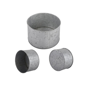 Set of 3 Round Galvanized Iron Planter <b>Pots</b> Perfect For Outdoor <b>Balcony</b> Home Garden Decor Nursery Flower Planter - Product Image 1