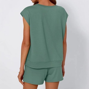 Top Quality Stylish Casual Shorts Shirt 2025 100% Cotton Premium 2 Piece <b>Set</b> Women Custom Breathable Women's <b>Sets</b> - Product Image 4