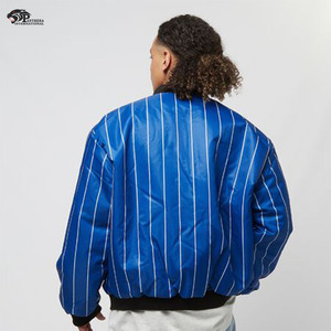 Custom Satin Baseball Teams Jacket with Front Embroidery Stand Collar for Winter Season with Team Number and Name - Product Image 5