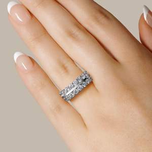 Bague de mariage éternité Moissanite à double rangée ronde Anniversaire Anniversaire ou Bague de fiançailles - Product Image 2