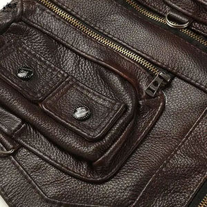 Low Price Top High Quality Genuine Leather Casual Winter Men's <b>Vest</b> Customized Breathable Logo Lightweight - Product Image 6