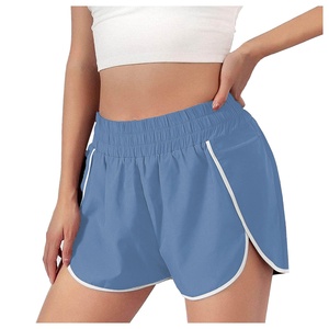 Booty Short women girls summer solid Elastic Waist Polyester/Cotton Yoga Fitness Breathable Solid Color Custom Logo Design - Product Image 2