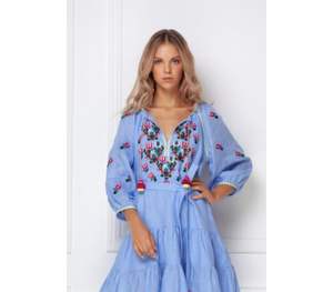 Robe courte à manches longues avec broderie florale, pour occasions, robe de créateur à la mode - Product Image 4