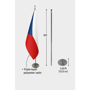 Drapeau de table officiel tchèque, style fanion, avec mât en aluminium, en soie, polyester et plastique, pour affichage numérique éducatif - Product Image 6