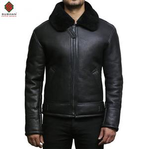 Chaqueta de Aviador de Piel de Oveja para Hombre, Chaqueta de Cuero Negra B3 con Forro de Piel, Chaqueta de Piloto RAF Negra para Hombre, Abrigo de Cuero de Piel de Oveja Resistente - Product Image 2