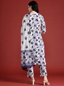 Kurta de algodón puro con estampado floral para mujer con pantalones y traje Dupatta indio Pakistán Salwar kameez - Product Image 5