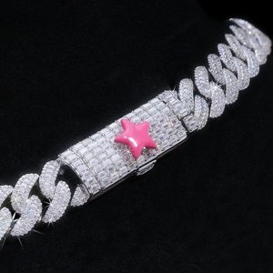<b>Iced</b> <b>Out</b> Cuban Link Custom Initial Letter Geometric VVS Moissanite Diamond Hip Hop Silver <b>Chain</b> For Unisex Party Wear - Product Image 5