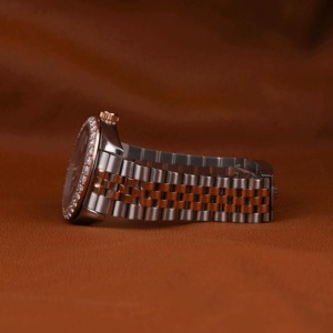 Montre mécanique de luxe de qualité supérieure, personnalisée, avec bracelet en cuir et acier inoxydable, sertie de diamants Moissanite, étanche - Product Image 3