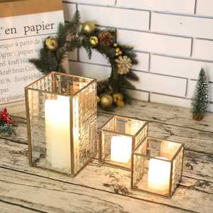 Festive Christmas Mini <b>Hurricane</b> Glass Jar Elegant Iron-framed Handmade Die-Cut Votive Candle Holder for Home Wedding Decorative - Product Image 3
