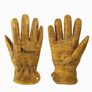 Gants de course en cuir ciré jaune pour homme, style motard premium, protection sportive pour les motards et les cyclistes - Product Image 2