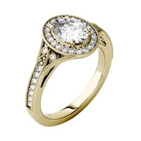 Bague de fiançailles Halo à tige fendue en diamant de laboratoire de forme ovale certifiée IGI en or massif 18 carats au prix de gros
