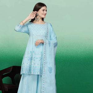 La mejor tela, última colección, trajes Sharara listos para usar para mujer, Ropa Étnica Salwar Kameez con trabajo bordado, venta al por mayor, OEM - Product Image 1