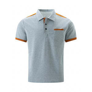 Haute qualité à manches courtes affaires Golf polos respirant été Polyester tissu brodé hommes polos bouton - Product Image 5