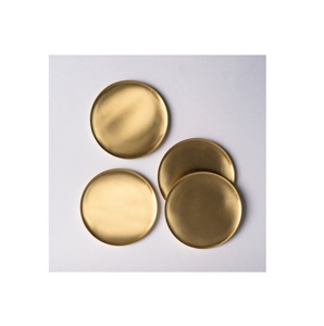 Dessous de verre moderne rond en cuivre et en pierre dorée Dessous de verre durable en laiton pour boisson à usage fait main pour produit Offre Spéciale - Product Image 3