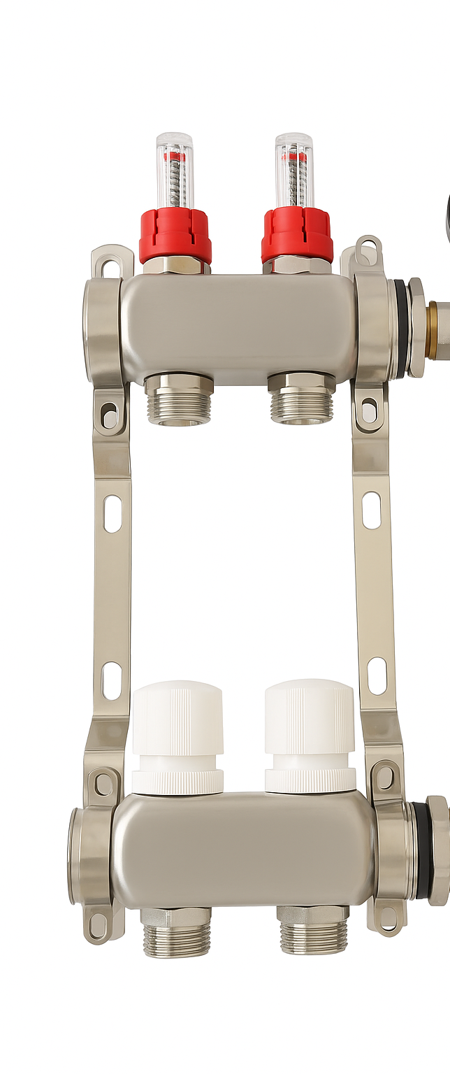 2 vie + flussometro + maniglia bianca + staffa con adattatore da 16 mm