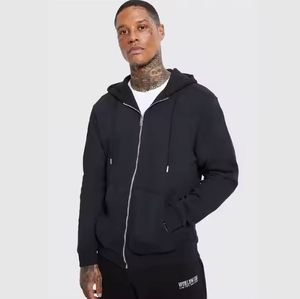 Sweat à capuche zippé à la mode d'hiver pour hommes veste à fermeture éclair thermique à fermeture éclair capuche réglable personnalisée pour 100% coton imperméable - Product Image 5