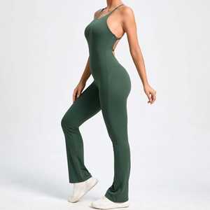 Combinaison de yoga côtelée pour femmes, vêtements de sport pour le pilates, vêtements de sport d'été, combinaisons de sport pour la salle de sport, vêtements de sport actifs, OEM personnalisé, combinaisons de jeu - Product Image 1