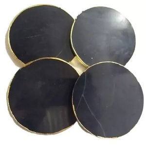 Ensemble de sous-verres en tranches d'agate noire polie à la demande pour les mariages à la maison et les occasions spéciales disponibles au meilleur prix - Product Image 2