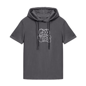 Sudadera con capucha de gran tamaño de manga corta informal para hombre 100% algodón estampado bordado sublimado gráficos de diseñador adecuados para uso en el gimnasio - Product Image 1