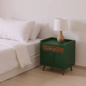 Olive Green Color Solid <b>Wood</b> Minimalist Design Indonesia Made <b>Bedside</b> <b>Cabinet</b> for Bedroom Furniture, Home Furniture - Product Image 1