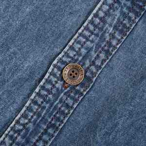 เสื้อเชิ้ตเดนิมแขนสั้นสไตล์เรียบง่ายแบบยุโรปและอเมริกัน วินเทจ ขายดี ไซส์ใหญ่สำหรับผู้ชาย - Product Image 6