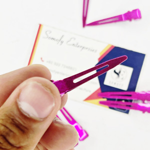 Customizable High Quality Pink Transparent Single Prong Metal <b>Clips</b> Duckbill <b>Hair</b> <b>Sectioning</b> Pins for Commercial <b>Hair</b> Extensions - Product Image 6