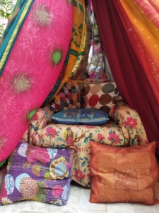 Boho Chic Saree <b>Tent</b> Canopy Gypsy Hippie Bed Backdrop for Weddings Meditation <b>Room</b> Floor Seating Area Outdoor Glamping Canopy - Product Image 2