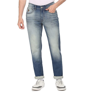 Jean décontracté pour homme à taille haute et coupe droite, idéal pour l'extérieur – Meilleure vente, faible MOQ - Product Image 1